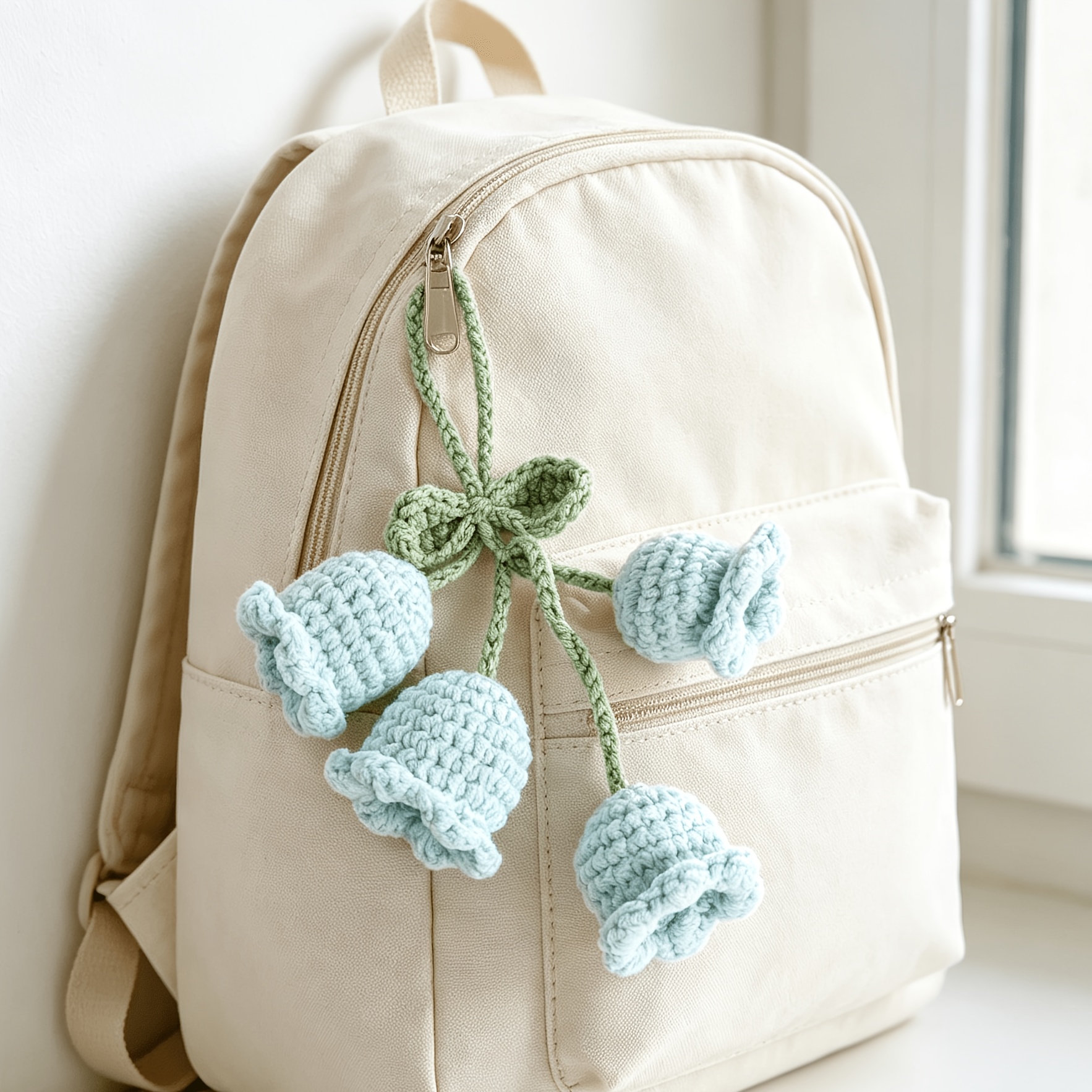 2pcs Handmade Crochet Lily Charm for Bag Backpack Keychain